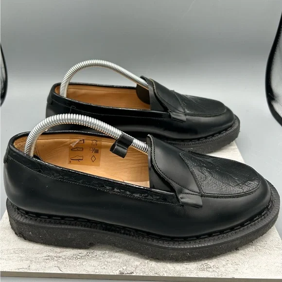 Women’s Black Leather Loafers, Size 8, Purified Brand, Eco Friendly From England - Picture 4 of 10